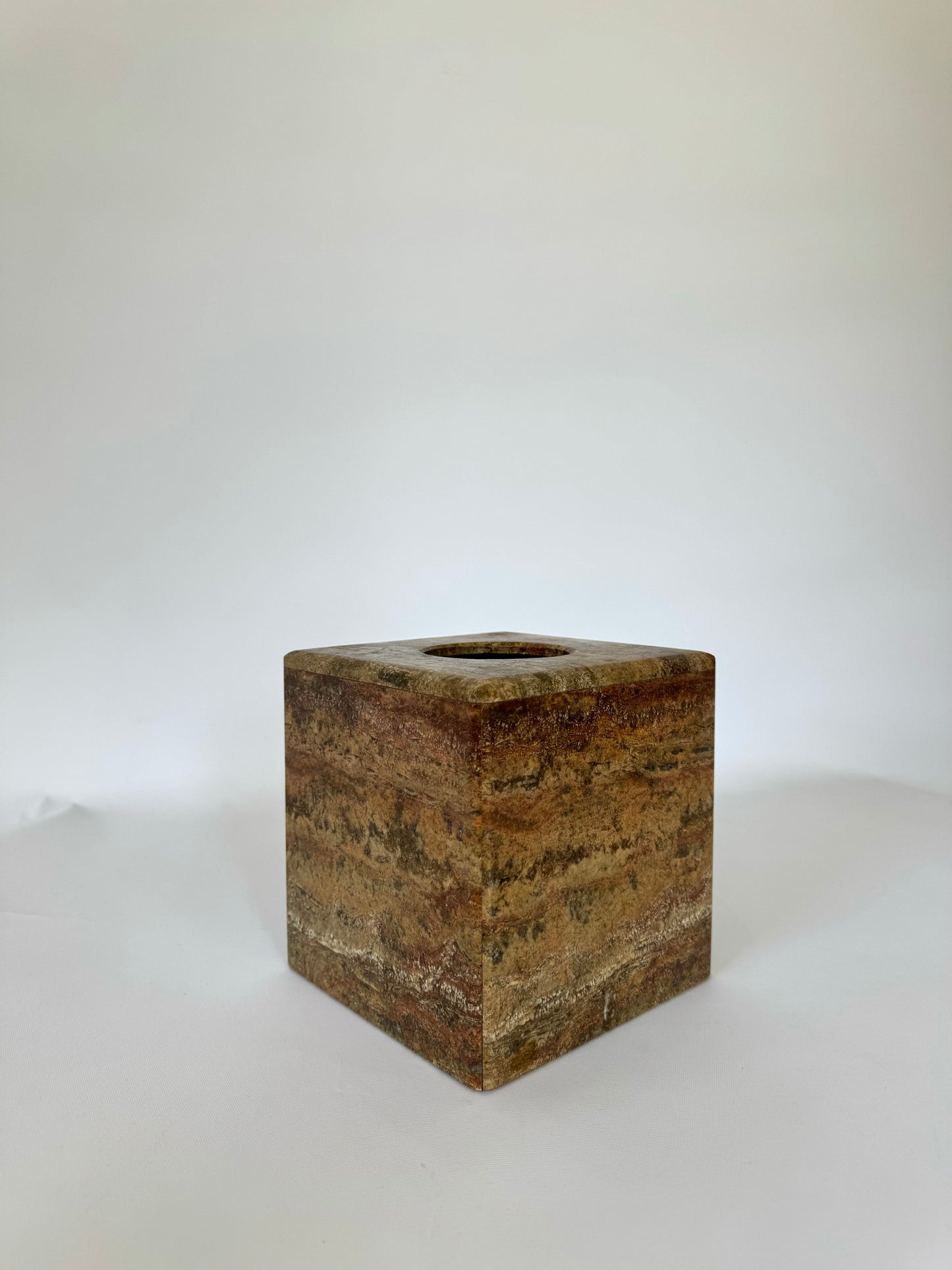 Travertine stone tissue box cover | stone vanity decor