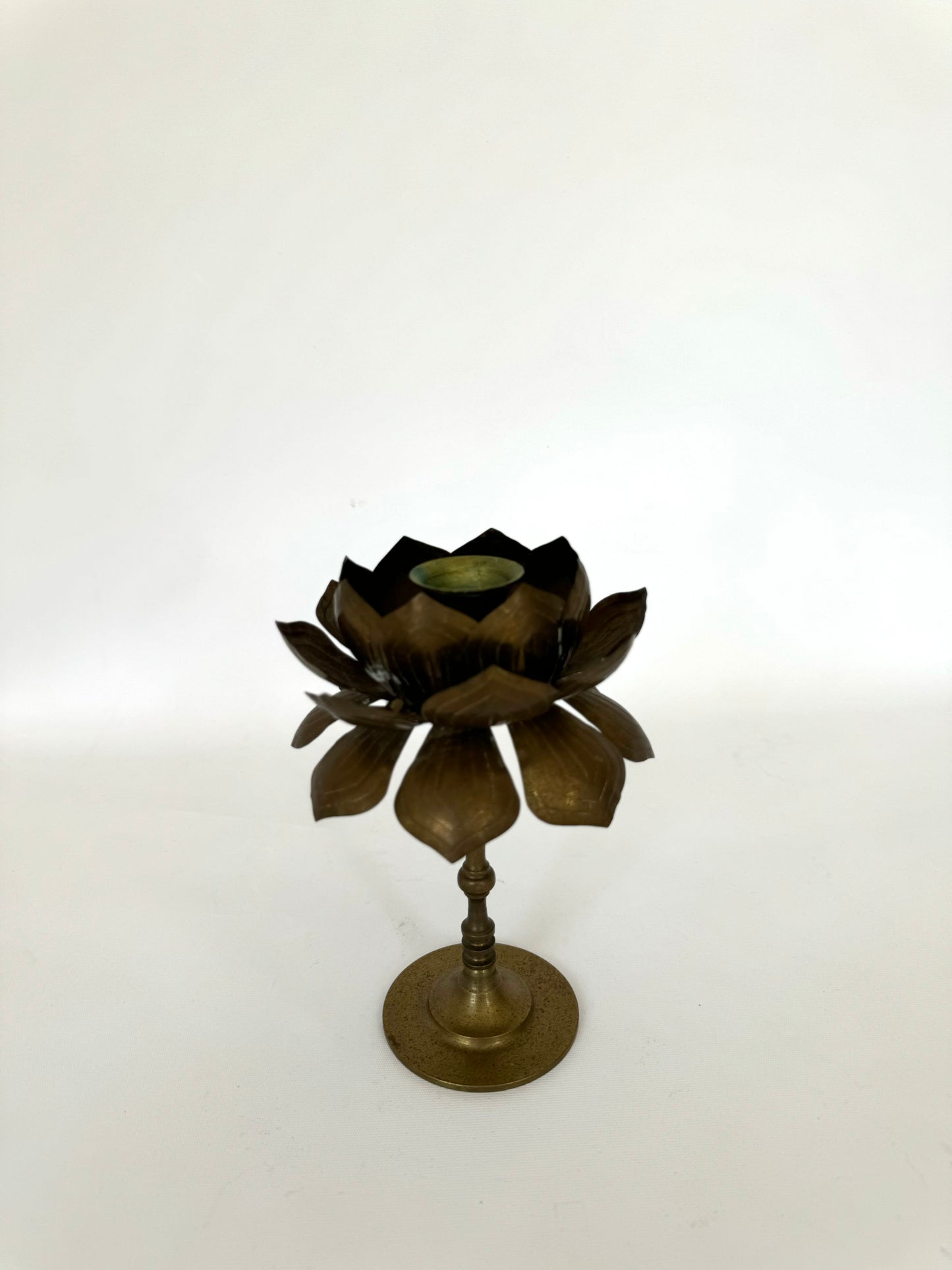 Mid~Century brass lotus taper candlestick holder | Feldman style decor