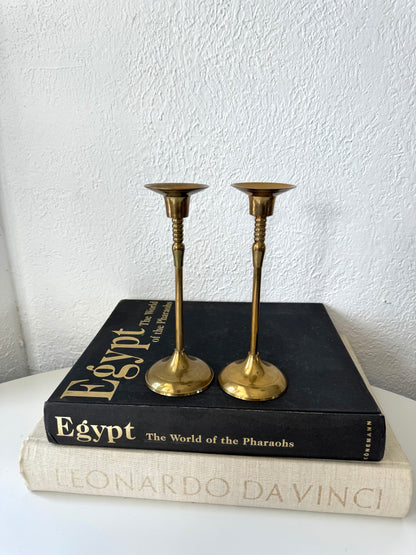 Brass Art Deco taper candlestick holders | Set 2