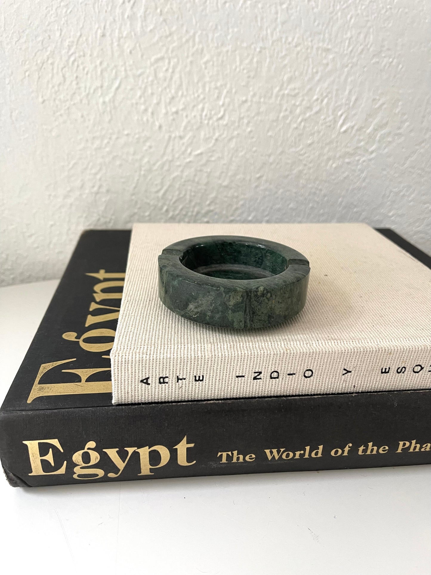 Vintage MCM green marble ashtray | marble catchall