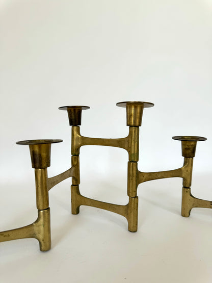 MCM Danish folding brass candelabra taper candlestick holder | articulating brass 6~tier candle holder