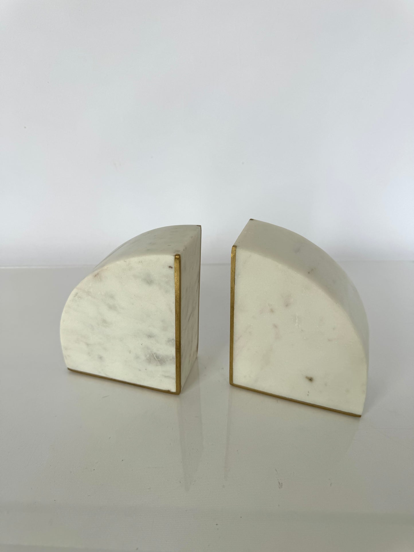 Solid marble Art deco bookends with brass trimming | Set 2