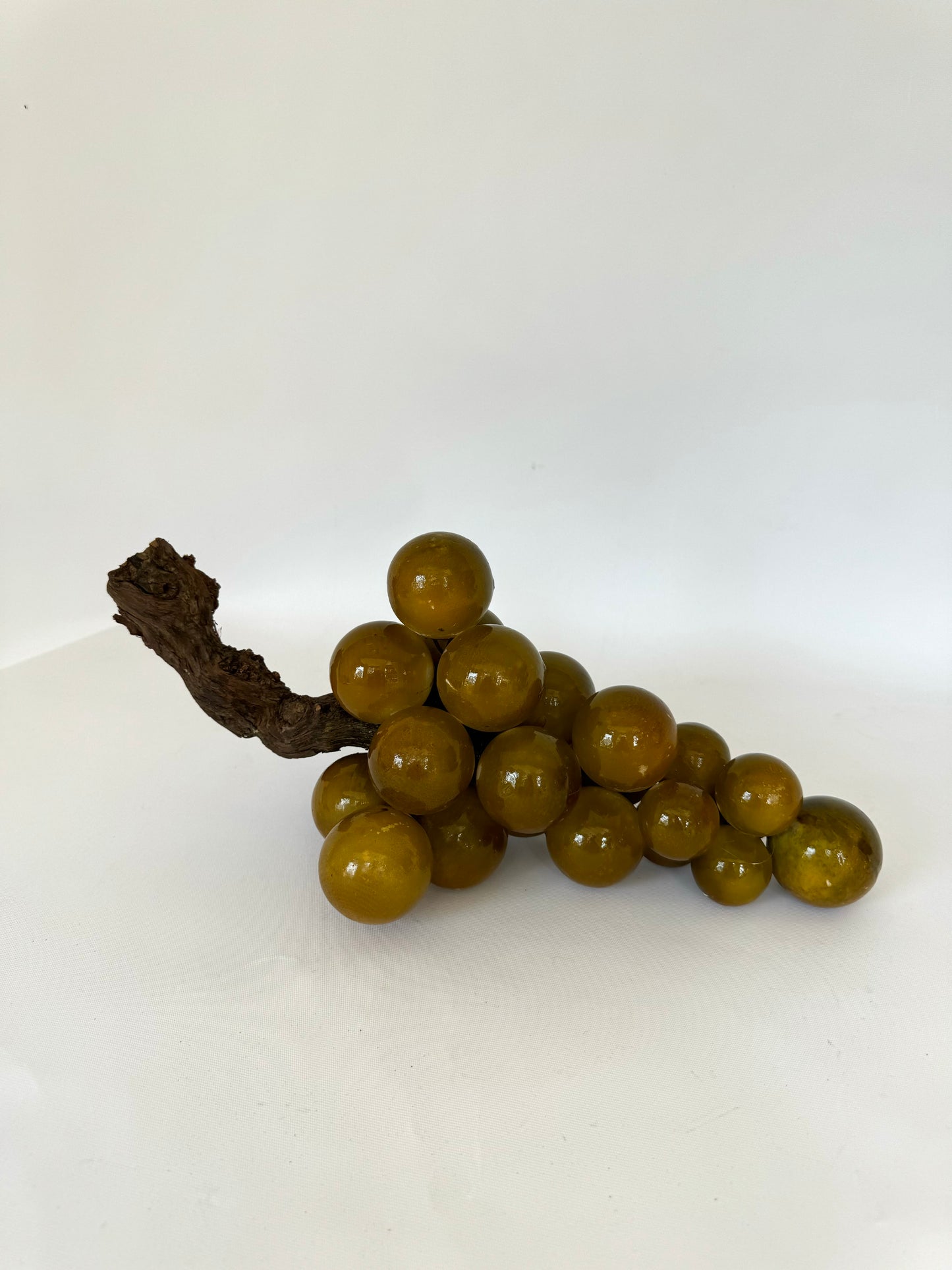 Vintage X~Large marble grape cluster on wood stem | vintage shelf decor