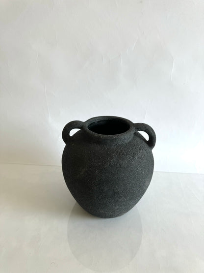 Ceramic 2~handle textured vessel | flower vase