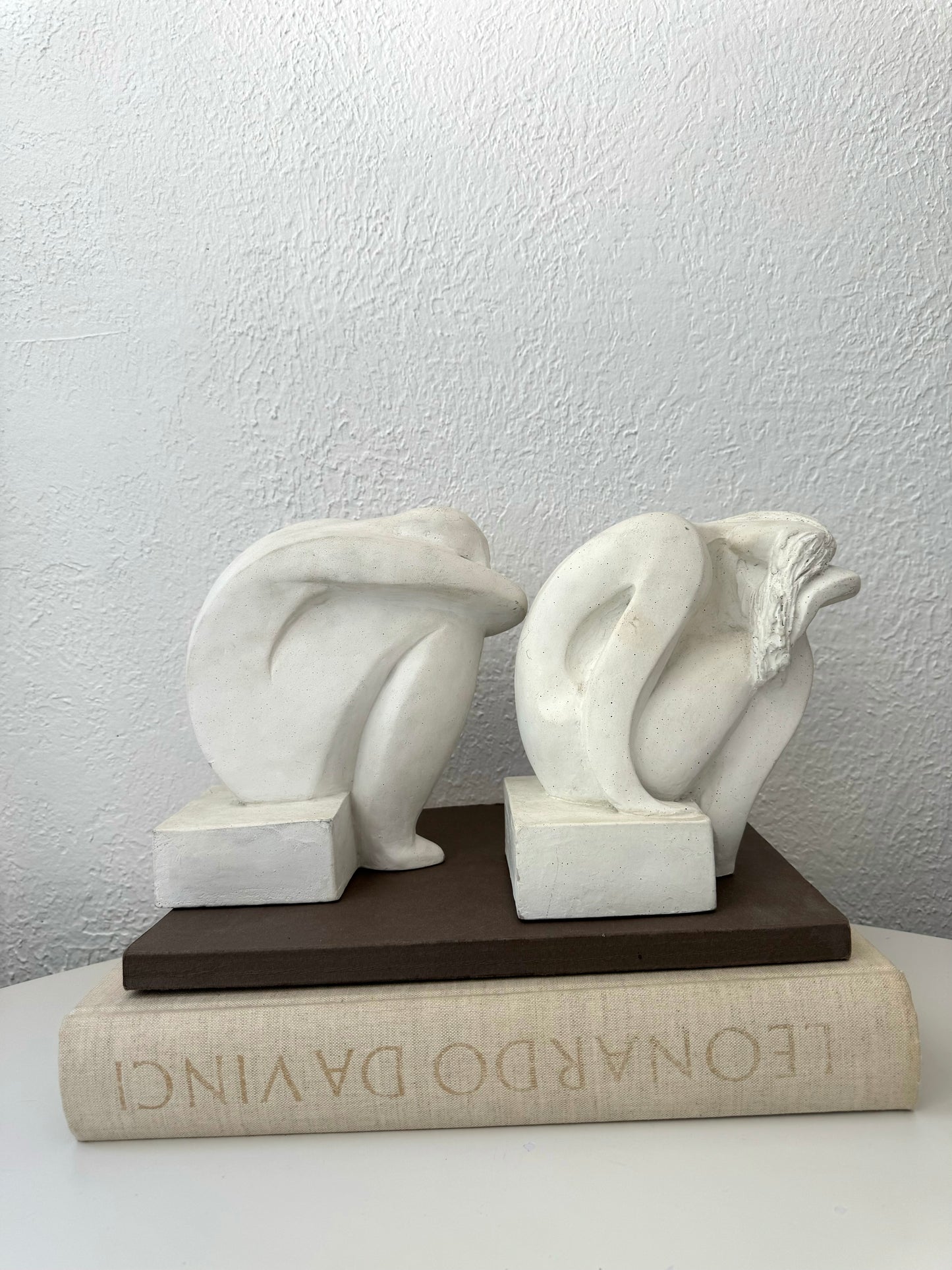 Set of 2 1980’s Austin Productions modernist female + male sculptures | modernist bookends | Set 2