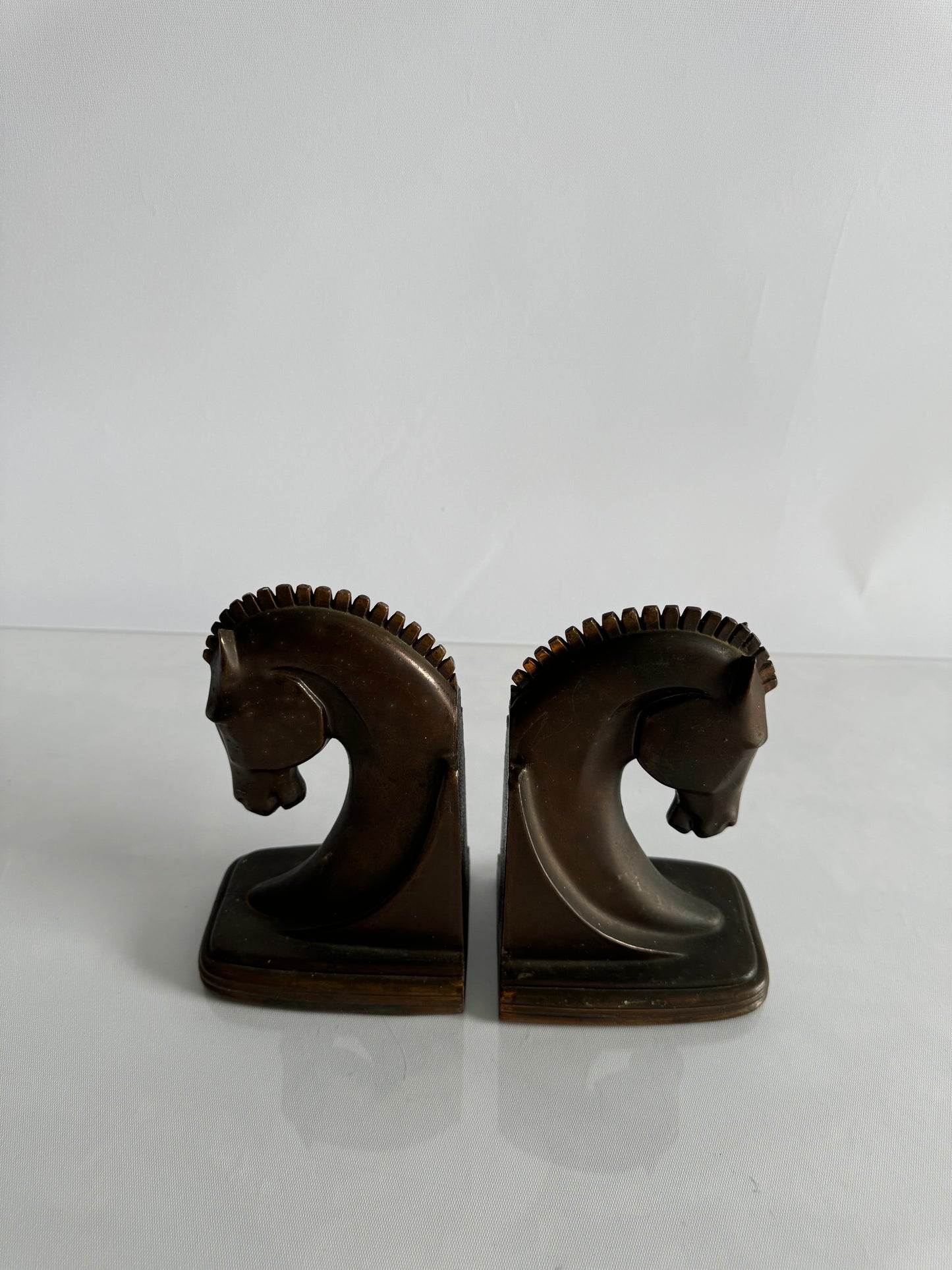 Art Deco Bronze Trojan horse bookends | MCM Dodge  bookends