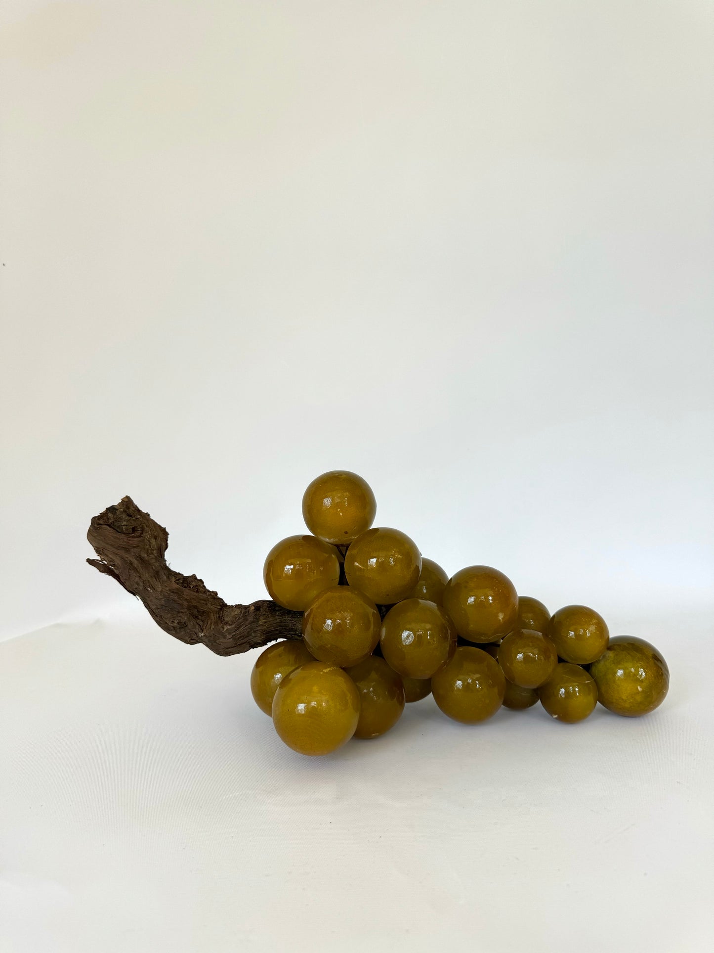 Vintage X~Large marble grape cluster on wood stem | vintage shelf decor