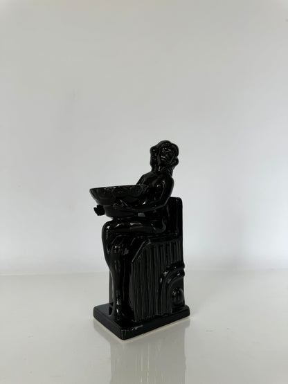 Art Nouveau glazed women sculpture candle holder