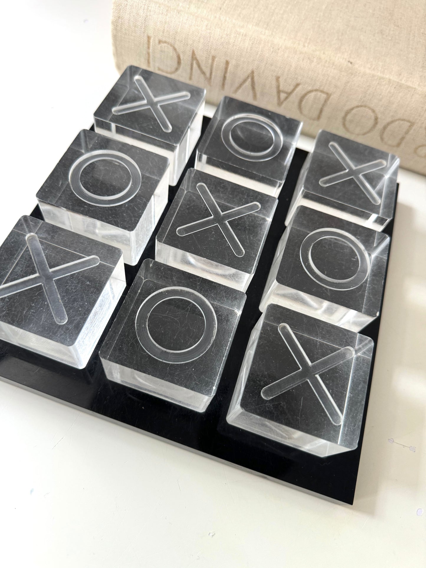 Lucite Tic-Tac-Toe game | lucite game room decor