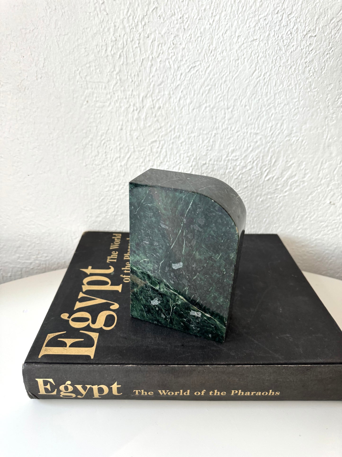 Art Deco solid green marble bookend | bookshelf decor