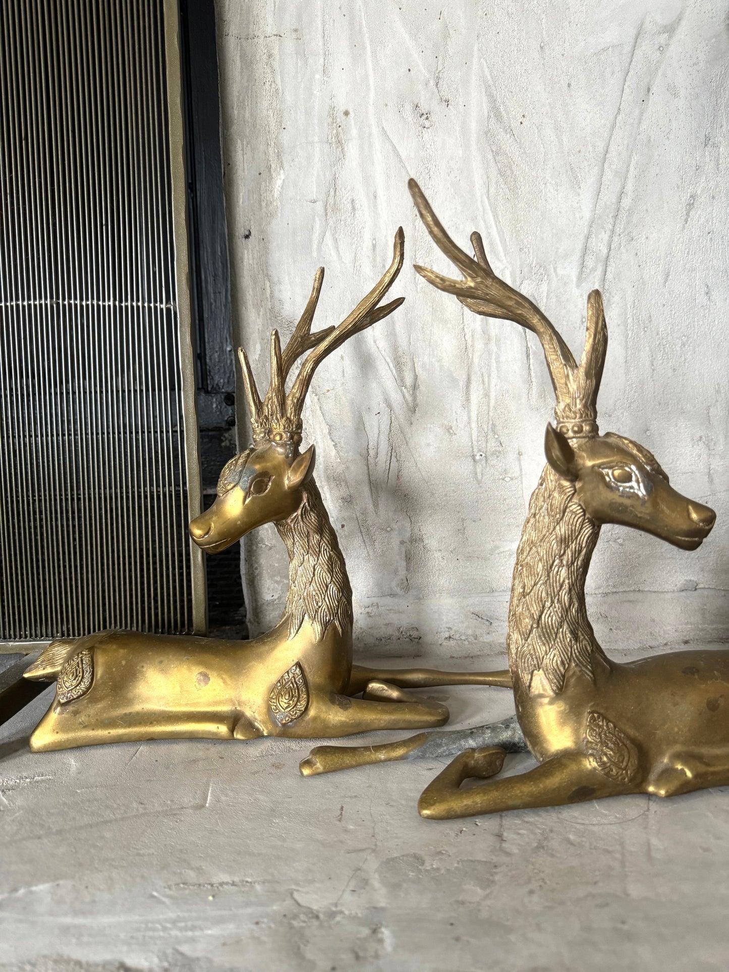 Pair of MCM Large ornate brass centerpiece Reindeers | Set 2 | Christmas decor