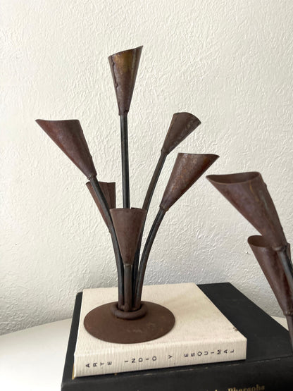 Hand forged metal Lily 6~Arm candle holder | 1 Available