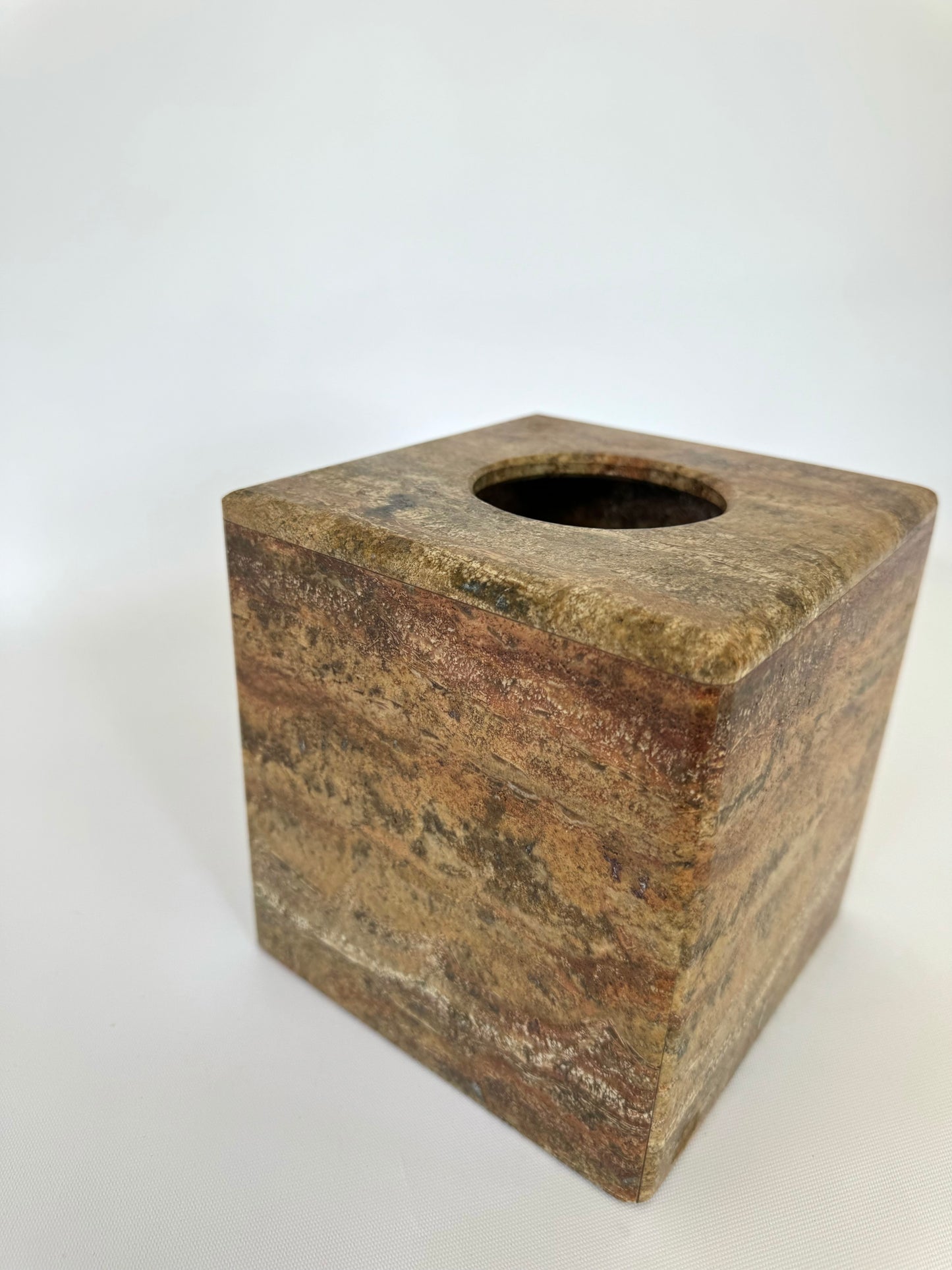 Travertine stone tissue box cover | stone vanity decor