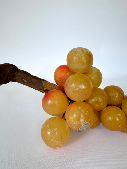 MCM Alabaster grape cluster on wood stem | Made in Italy