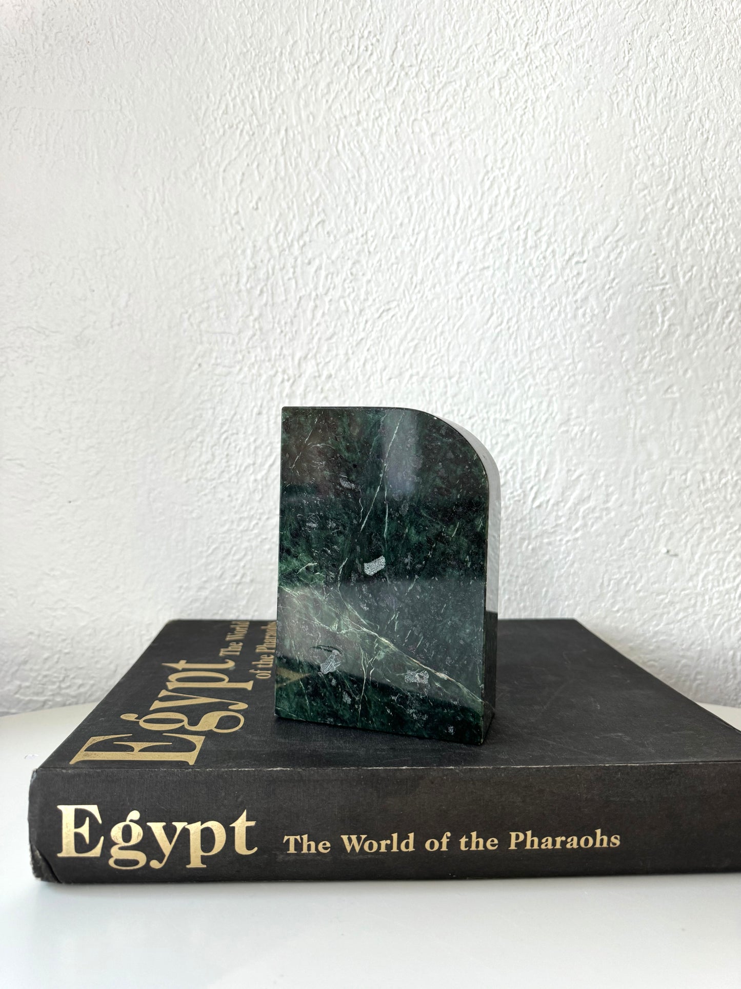 Art Deco solid green marble bookend | bookshelf decor