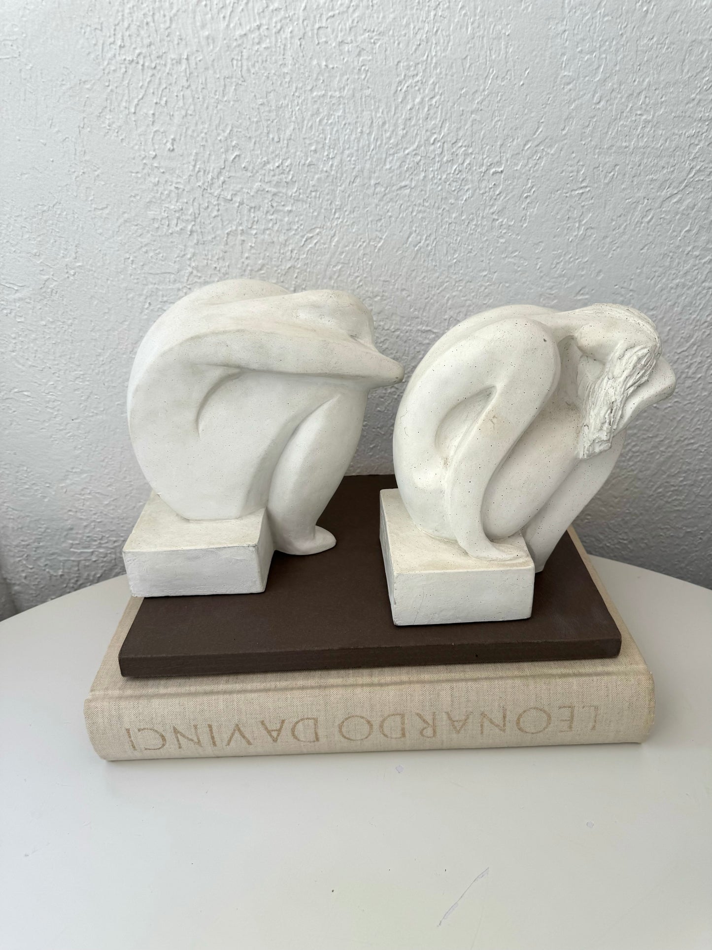 Set of 2 1980’s Austin Productions modernist female + male sculptures | modernist bookends | Set 2