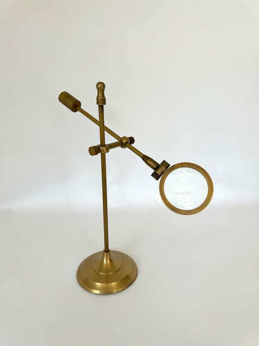 Solid Brass industrial | adjustable desktop magnifying glass | vintage office decor