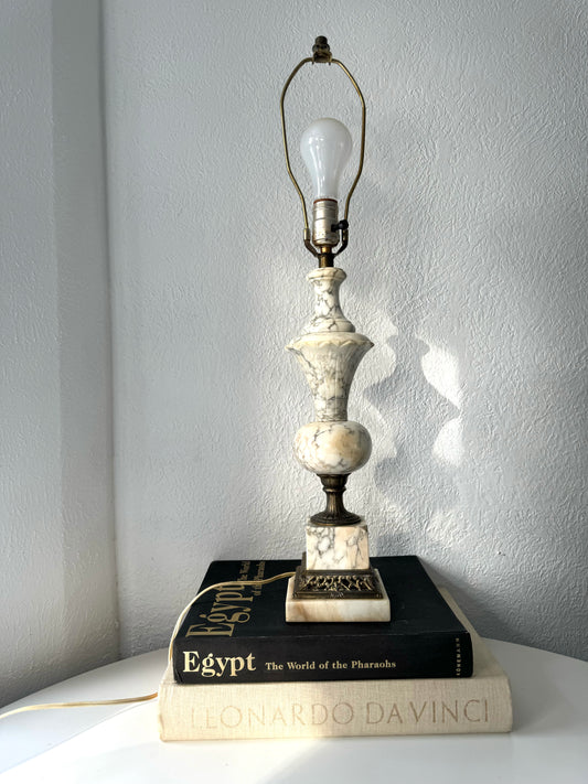 Italian ornate carved marble side table lamp