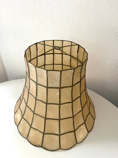 Capiz shell lamp shade w/ Brass & Scalloped bottoms edge