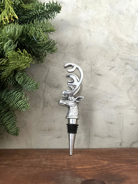 Silver metal Reindeer wine stopper | Christmas barware decor