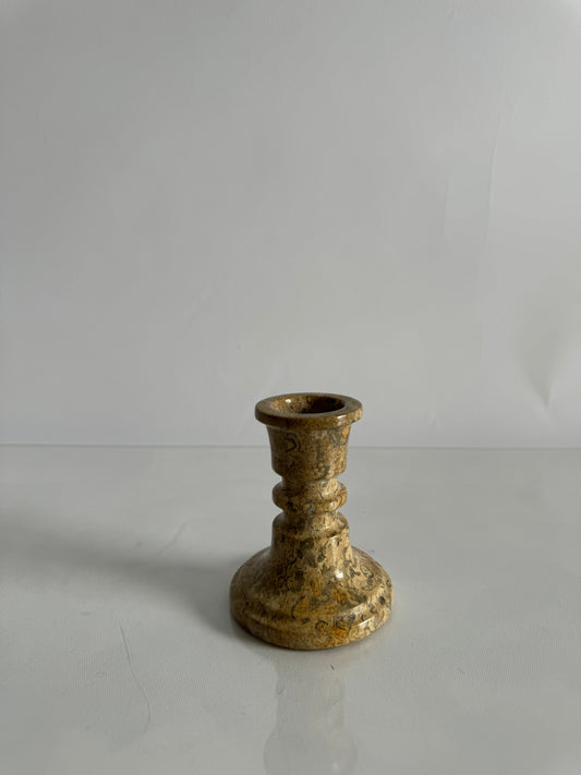 Coquina marble taper candlestick holder