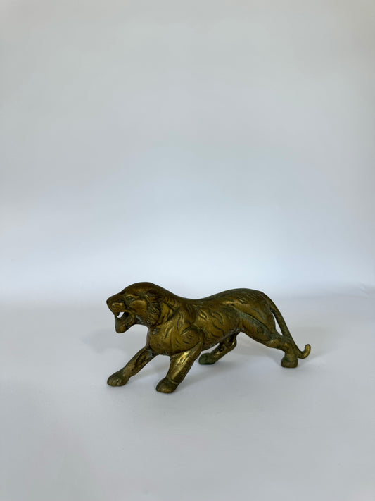 MCM brass tiger statue | vintage bookshelf decor