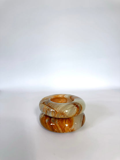 Art Deco round onyx stacking ashtrays | catchalls | Set 2