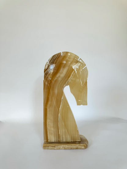 XXX~Large Onyx Trojan horse head | stone fireplace decor | Large onyx bookend