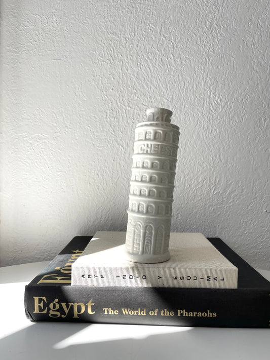 Leaning tower of Pisa | glazed white ceramic Parmesan cheese shaker