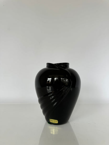 Art Deco Haeger glazed black swirl vase