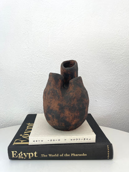 Triple spout brutalist handmade pottery