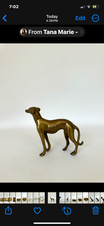 Solid brass Italian greyhound decor | MCM shelf decor