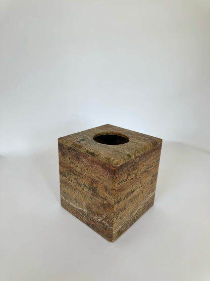 Travertine stone tissue box cover | stone vanity decor