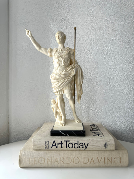 Alabaster + brass Talaria Greek sculpture on marble base | Made in Italy