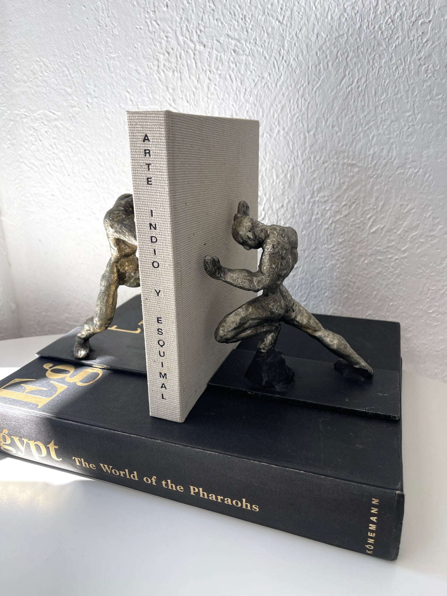 Sculptured metal men bookends | Set 2 | Library shelf decor