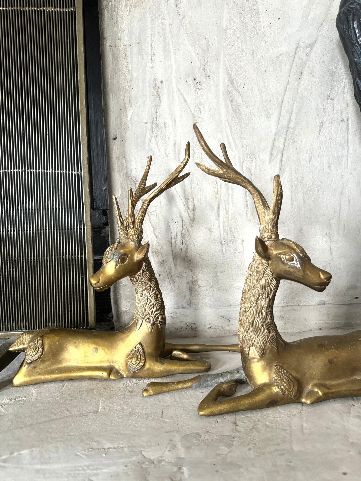 Pair of MCM Large ornate brass centerpiece Reindeers | Set 2 | Christmas decor
