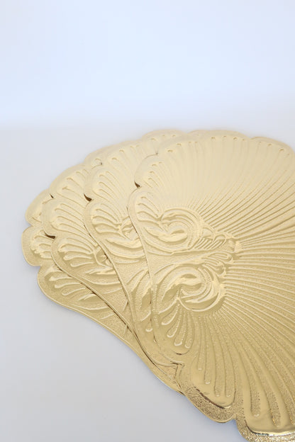 Art Deco scalloped gold placemat set | Set 4