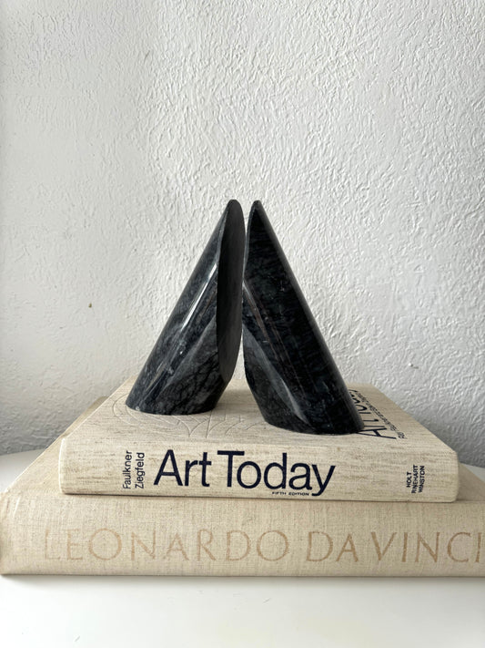 Pair of solid marble slanted bookends | Set 2
