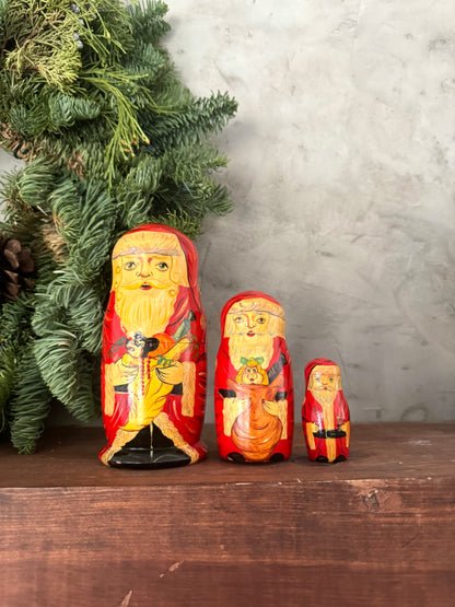 VTG Russian Santa nesting dolls | Set of 3 | made in USSR
