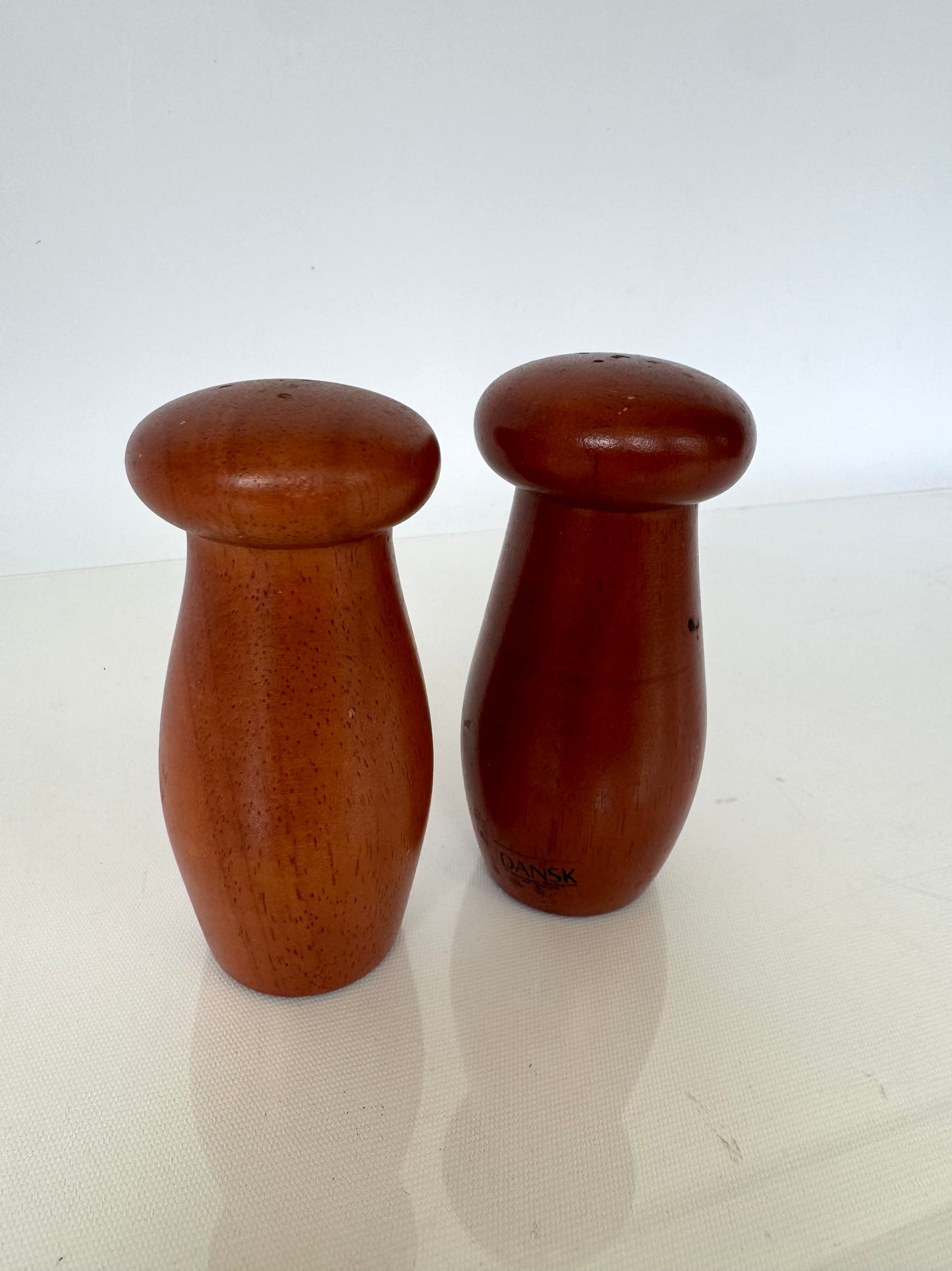 Dansk mushroom shaped wood salt + pepper shakers | Set 2