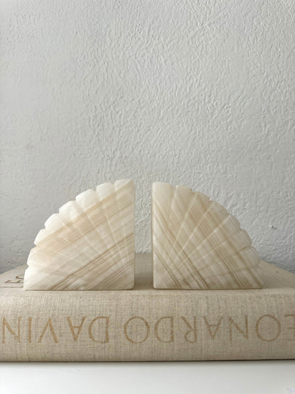 Onyx Art Deco style fan shaped bookends | Set 2