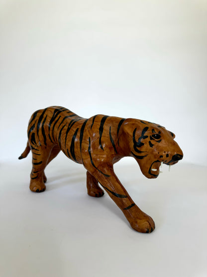 Vintage leather wrapped tiger statue