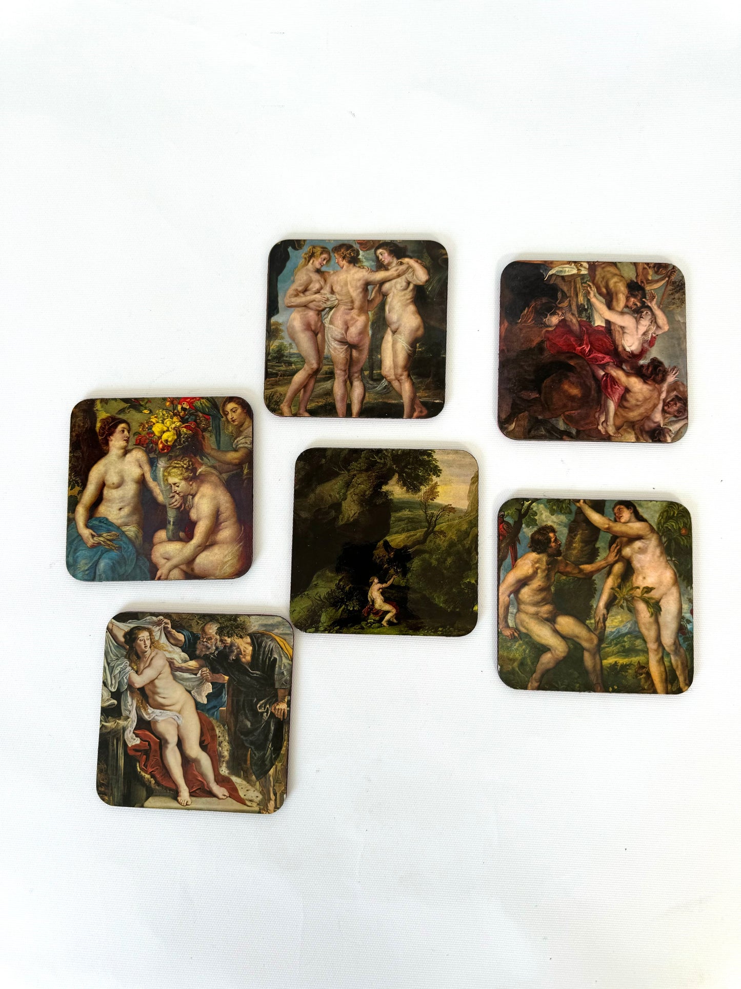 Renaissance Era style coaster set | vintage barware decor | Set 6