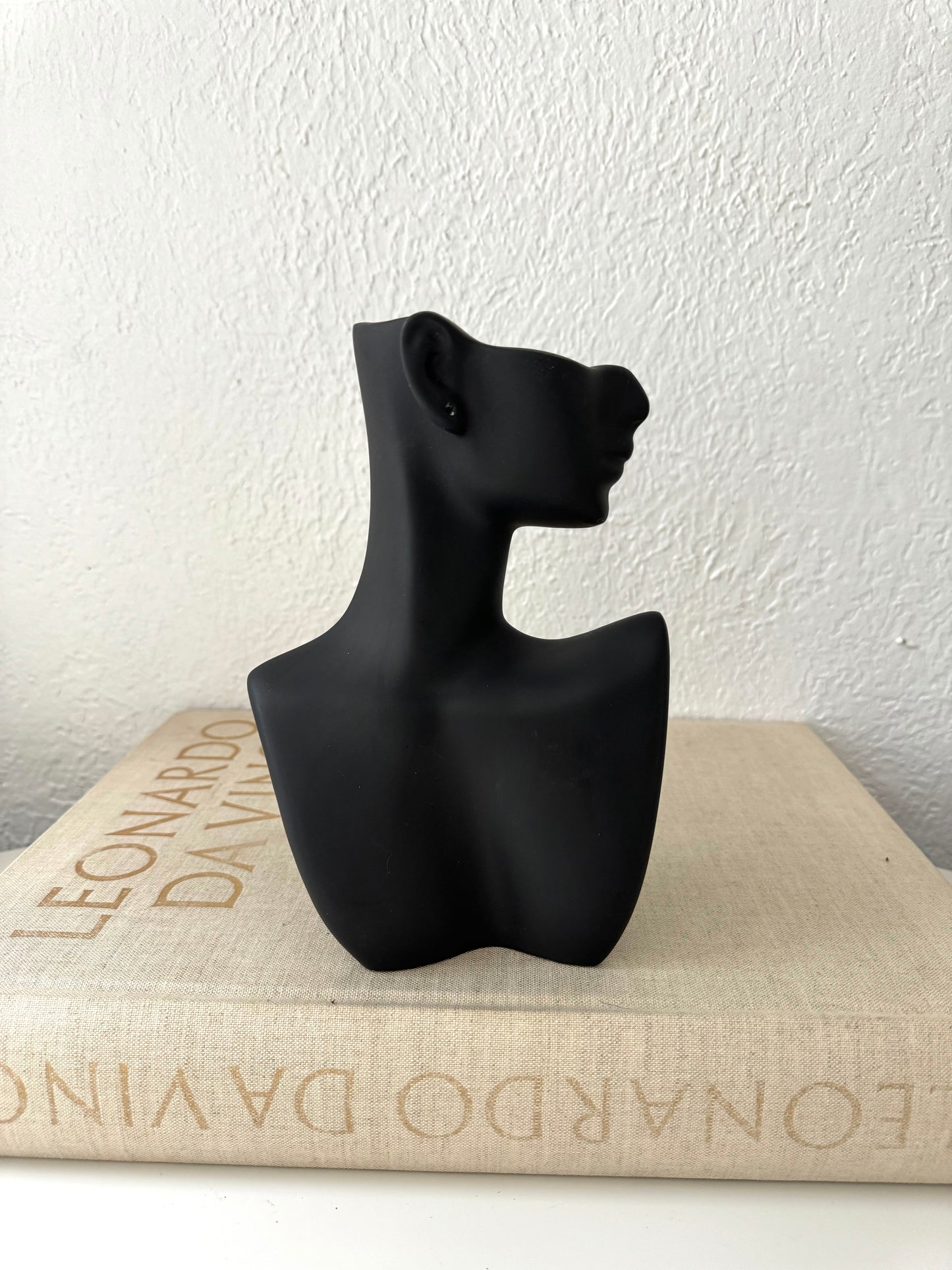 Art Deco style black acrylic vanity bust statue | vanity jewelry holder