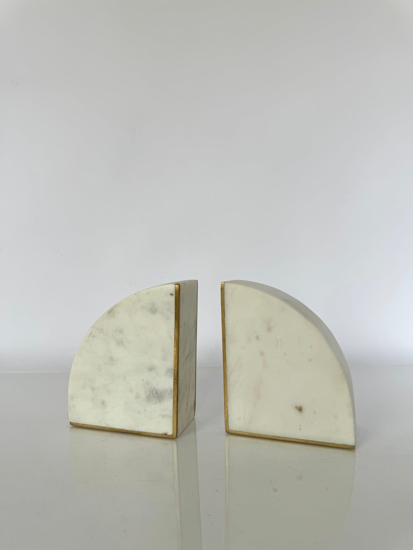 Solid marble Art deco bookends with brass trimming | Set 2