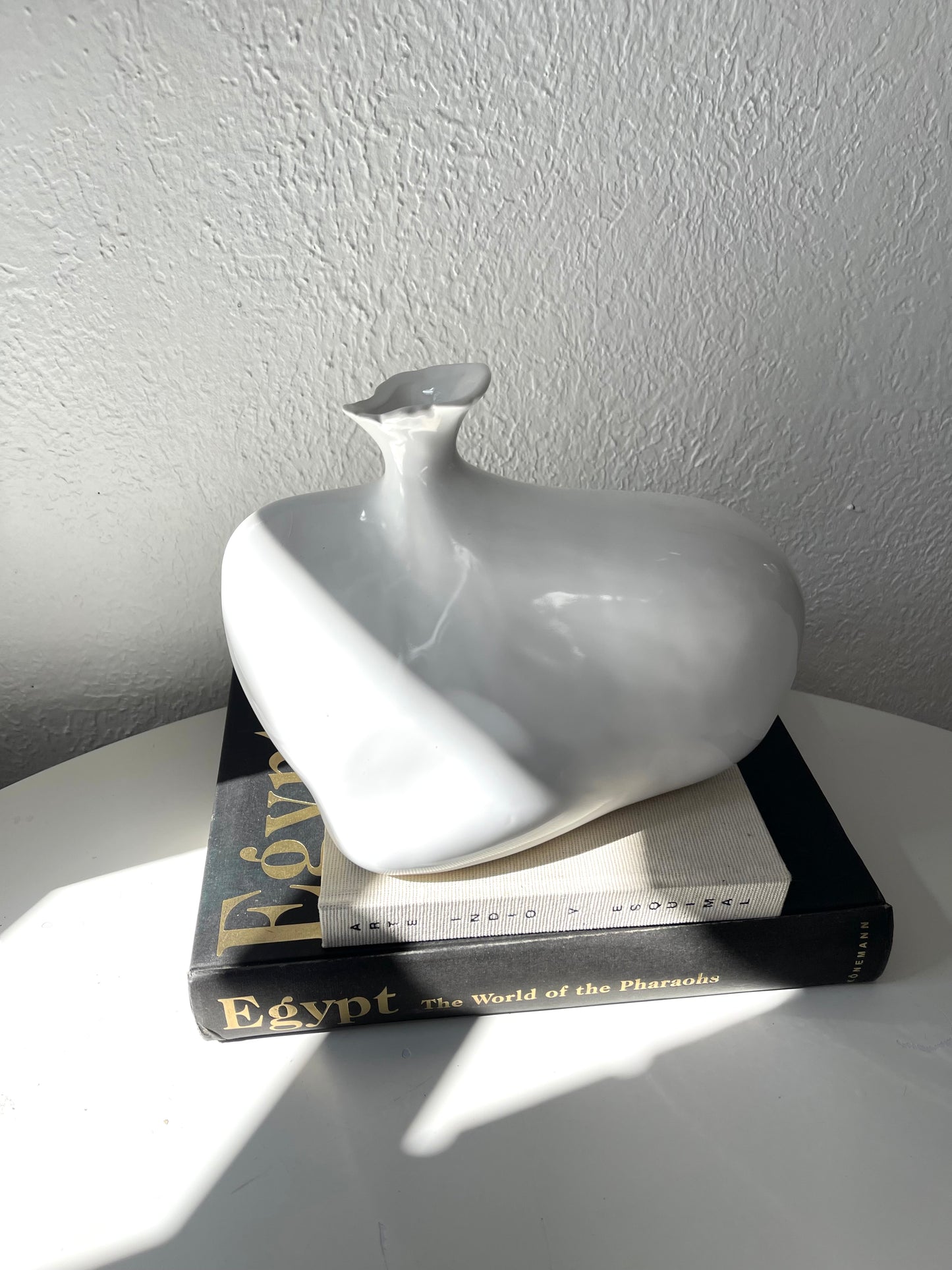 Vintage Art Deco glazed white ceramic bubbly vase | vintage vessel