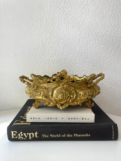 Barque style brass planter w/ removable insert