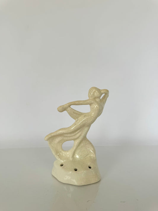 Art Nouveau porcelain dancing lady flower frog | vintage shelf decor