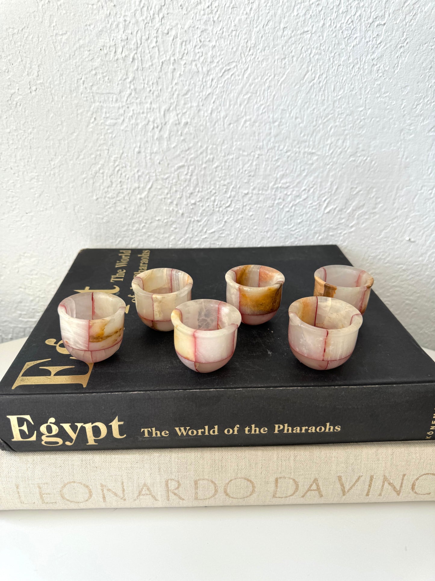 MCM onyx shot glasses | stone saki cups | Set 6