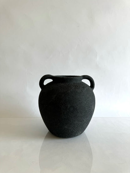 Ceramic 2~handle textured vessel | flower vase